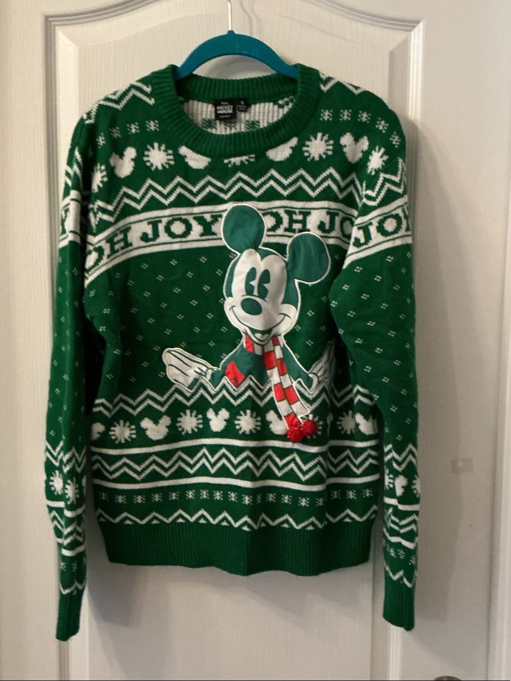 Disney Green Mickey Holiday Crewneck Sweater